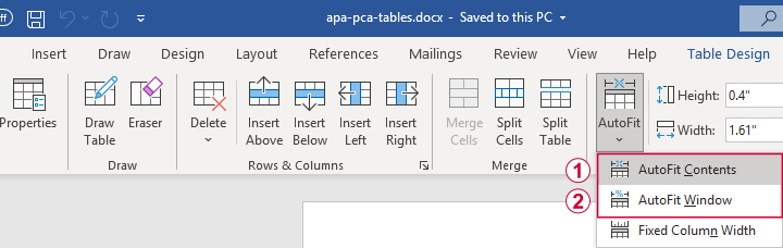 Word Autofit Tables Example