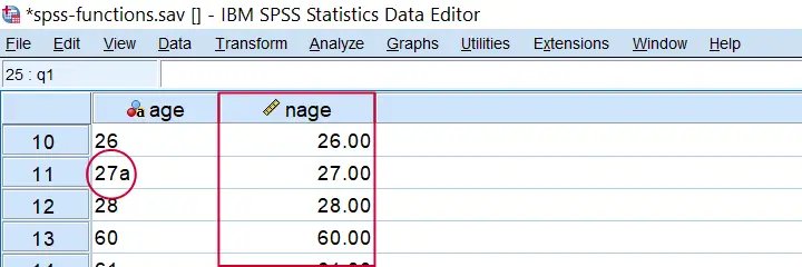 SPSS Number Function Example